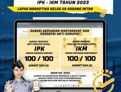 Survei IKM – IPK Agustus 2023 Lapas Narkotika Karang Intan Gambarkan Hasil Memuaskan.