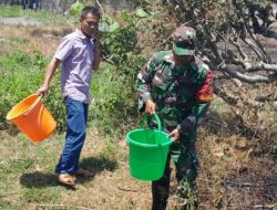 Babinsa Koramil Cepogo Bantu Padamkan Kebakaran Lahan.
