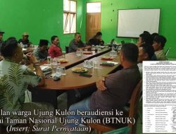 Dukung BTNUK, Ribuan KK di Ujung Kulon Tolak Pernyataan Sikap AGRA Banten.