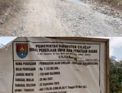 Memalukan Lagi lagi Ditemukan Pekerjaan Peningkatan Jalan Milik Dinas PUPR Kab. Cilacap diduga Mangkrak ?…….