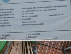 Revitalisasi SD 03 Tritih Lor Kecamatan Jeruklegi Mengalami Keterlambatan Penyelesaian