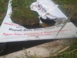 Sangat di Sesalkan Kades Tidak Bisa Jaga Baleho Yang Tampak Bergambar Bupati Batu Bara Terleta di Desa Sei Mantaeam Kec.Nibung Hangus Kab.Batu Bara