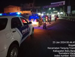 Satuan Tim Satlantas Polres Batu Bara Giat Laksanakan Patroli Tempat Nya di Tanjung Tiram Wilaya Haukum Polres Batu Bara