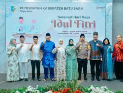 Bupati Batu Bara Rayakan Idul Fitri 1445 H/2024 M.Bersama Kapolres Batu Bara.