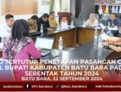 KPU Batu Bara Adakan kegiatan Rapat Pleno Tertutup terkait Penetapan Pasangan Calon Bupati Dan Wakil Bupati Batu Bara.