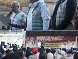 Ribuan Masyarakat,Pengukuhan Relawan Projo 02 Bahagia di Aula Parna jaya Kecamatan Air Putih Kab. Batu Bara.