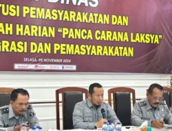 Pimpin Rapat Dinas, Kalapas Labuhan Ruku Kanwil Kemenkumham Sumatera Utara Berikan Penguatan Tentang Perintah Harian Menteri Imigrasi dan Pemasyarakatan.