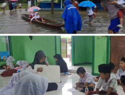 Sekolah Kebanjiran, Siswa MI di Cilacap Terlaksa Jalani Ujian Semester di Masjid