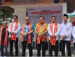 Ketua Bawaslu Kabupaten Batubara M Amin Lubis sambut Kehadiran Ketua Bawaslu Provinsi Sumatera Utara Aswin Diapari Lubis