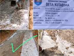 Rabat Beton Desa Kutabima Kecamatan Cimanggu diduga Selain Melawan UU No 17 Tentang Keuangan Juga di kerjakan Asal-asalan