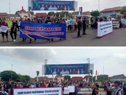 Aksi Demonstrasi Aliansi Masyarakat Pesisir Cilacap dan Wong Cilacap Dukung Penuh Pengesahan RUU TNI di Bundaran Alun-Alun 