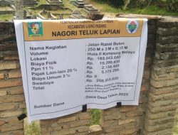 Bangunan Rabat Beton Di Nagori Teluk Lapian Diduga Tidak Sesuai RAB . 