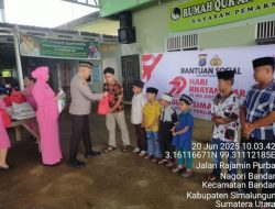 Polsek Perdagangan Salurkan Bantuan Sosial untuk Warakawuri dan Anak Yatim Piatu Jelang HUT Bhayangkara ke-79.