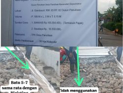 Pembangunan Rabat Beton Desa Panulisan Dayeuhluhur di Duga Tidak Sesuai Dengan Spesifikasi