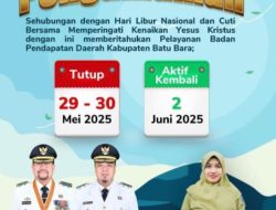 Bapenda Batu Bara Tutup Pelayan Tatap Muka Sehubungan Dengan Hari Liburan Nasional