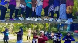 Serunya Emak-emak Areo Cibatu Desa Pegadingan Cilacap Senam Aerobik Pakai Kebaya
