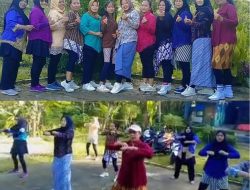 Serunya Emak-emak Areo Cibatu Desa Pegadingan Cilacap Senam Aerobik Pakai Kebaya