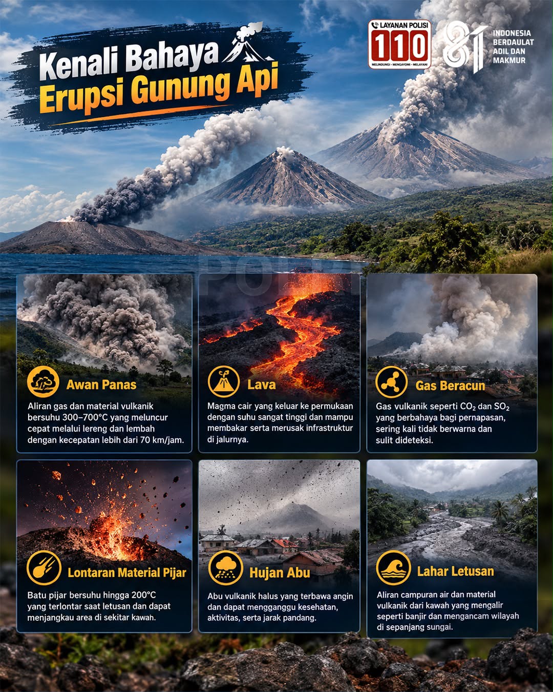 Waspada Bahaya Susulan Erupsi Gunung Api, Kapolres Simalungun Imbau Masyarakat Kenali Jenis Ancamannya