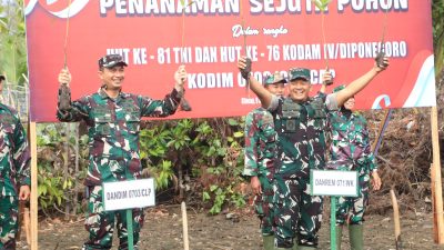 Cegah Abrasi, Kodim 0703/Cilacap Tanam 1.000 Mangrove dan 100 Kopi dalam Rangka HUT Ke-81 TNI dan HUT Ke-76 Kodam IV/Diponegoro
