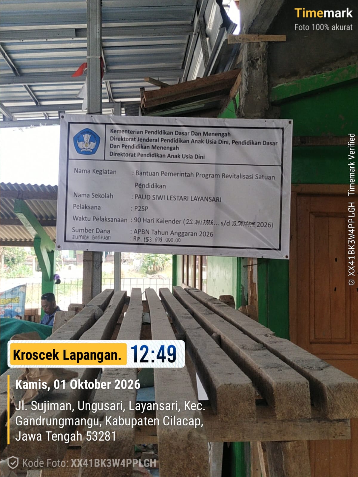 Revitalisasi Pekerjaan Rehab PAUD Siwi Lestari LayanSari Diduga Tidak Sesuai RAB